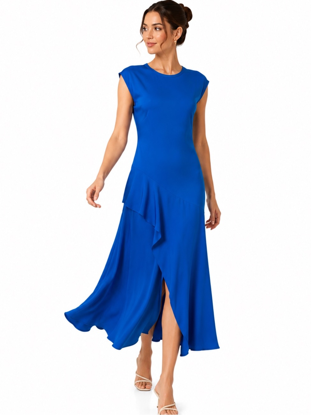 Kobi Halperin Lili Blue Jay Long Midi Dress Bias Cut Evening Wedding Guest Small
